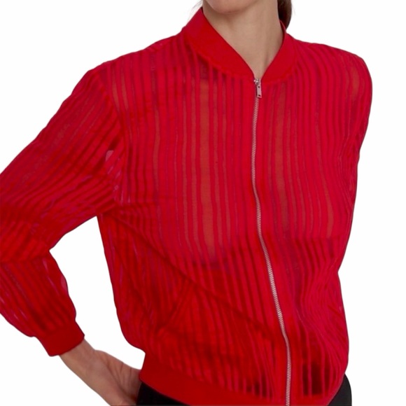 Zara Jackets & Blazers - ZARA Red Sheer Jacket
